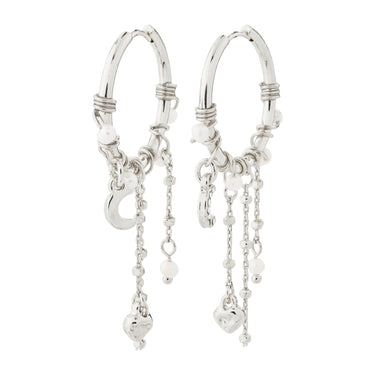 Aretes de aro, colgantes de perla y cristales preciosa, baño de plata esterlina — ARLET