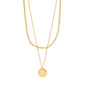Collar cadena fina set 2-in-1, colgante forma de moneda, baño de oro 18k — DECLAN